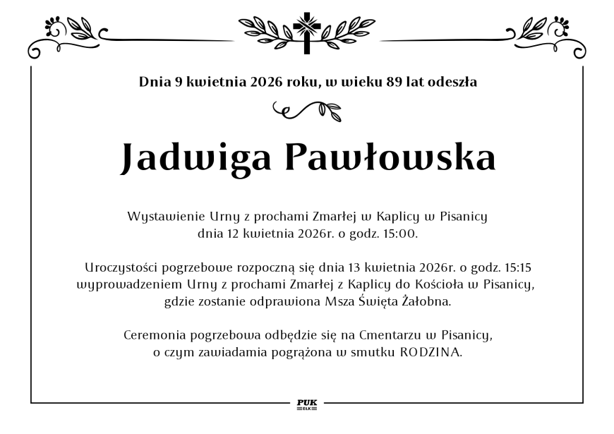 Jadwiga Pawłowska - nekrolog